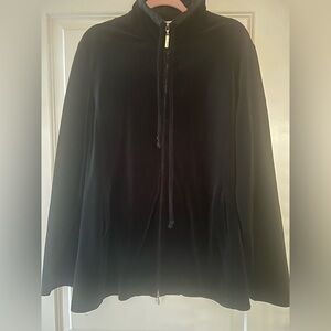 St John Sport Black Velvet/Velour Zip-Up Jacket